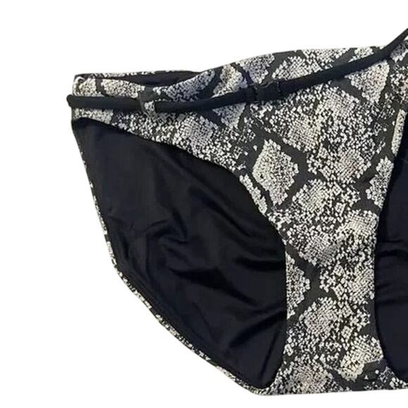 NWT Andie Riviera Snakeskin Print Bikini Belted Bottom Medium Rise M Black Cream - Picture 3 of 15